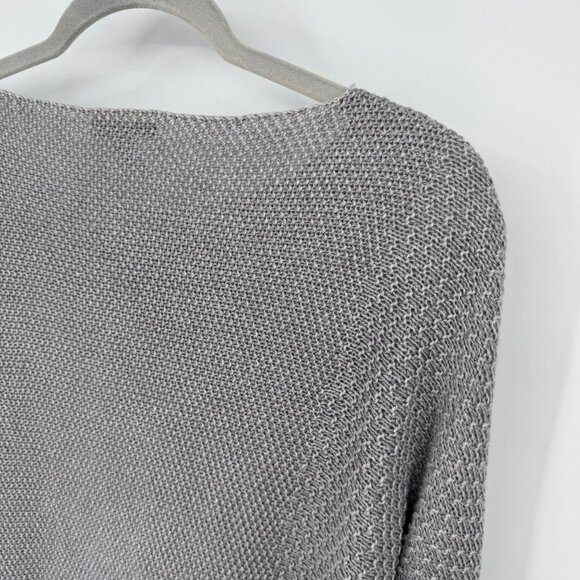 Eileen Fisher Linen sweater long sleeve crew neck rounded hemline woman’s size M - Picture 7 of 13